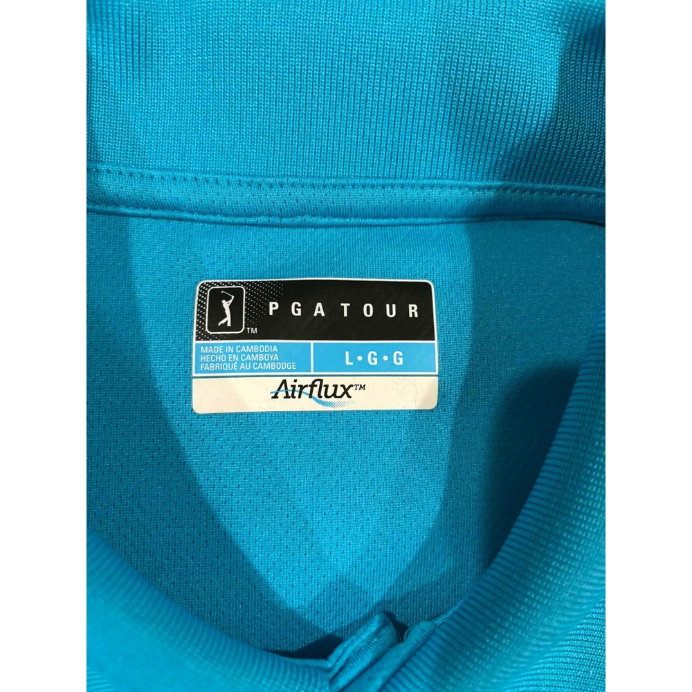 PGA TOUR Airflux Golf Polo Shirt Blue Short Sleeve Performance Mens L G - Picture 3 of 13